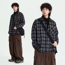 2025新款格子衬衫男春秋季宽松情侣长袖衬衣美式复古潮牌休闲外套