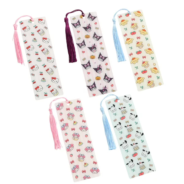 Creative Sanrio Bookmark Jade Dog Kuromi Melody Big-Eared Dog Spot Acrylic Tassel Bookmark
