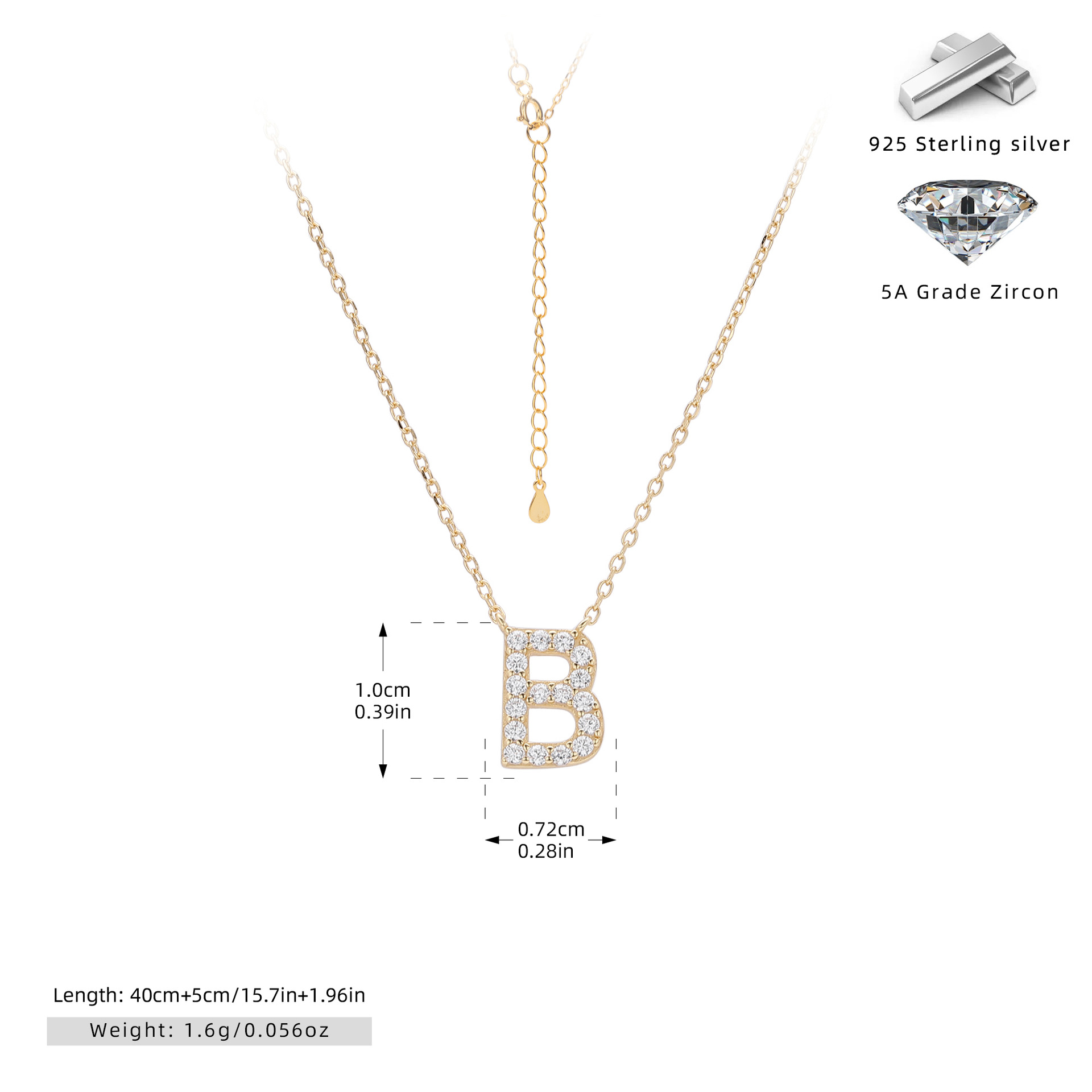 925 Silver Plated Gold-B