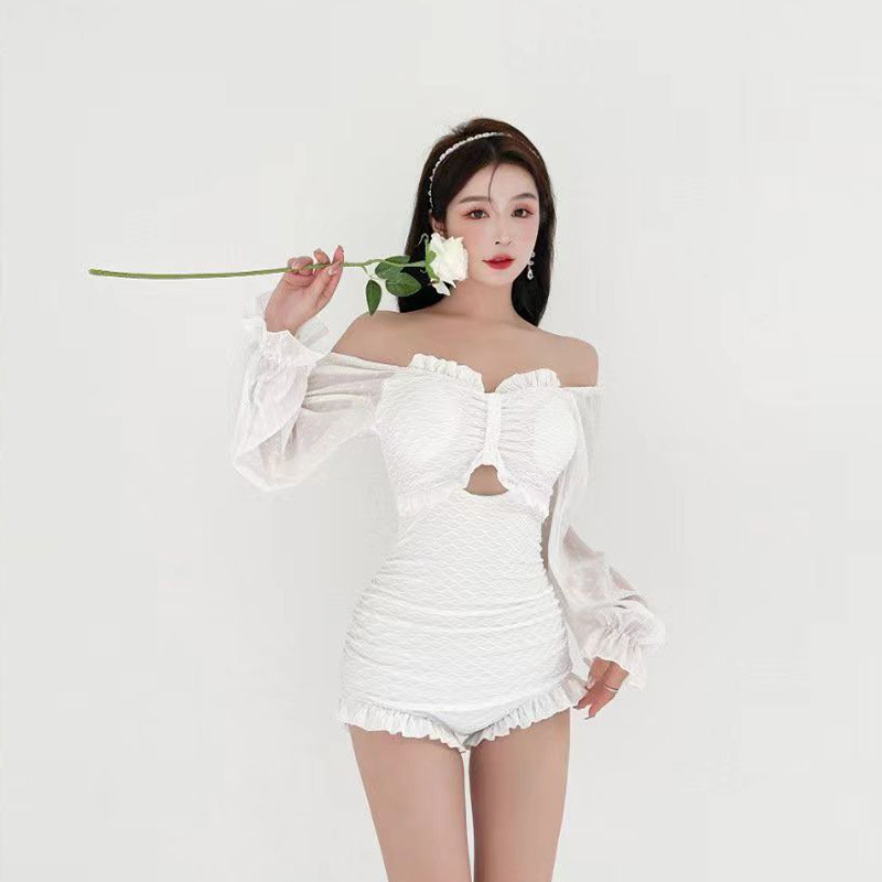 Traje de baño de las mujeres de aguas termales de una pieza vestido de alto grado puro deseo viento sexy vientre cubierta adelgazante conservador viaje vacaciones traje de baño