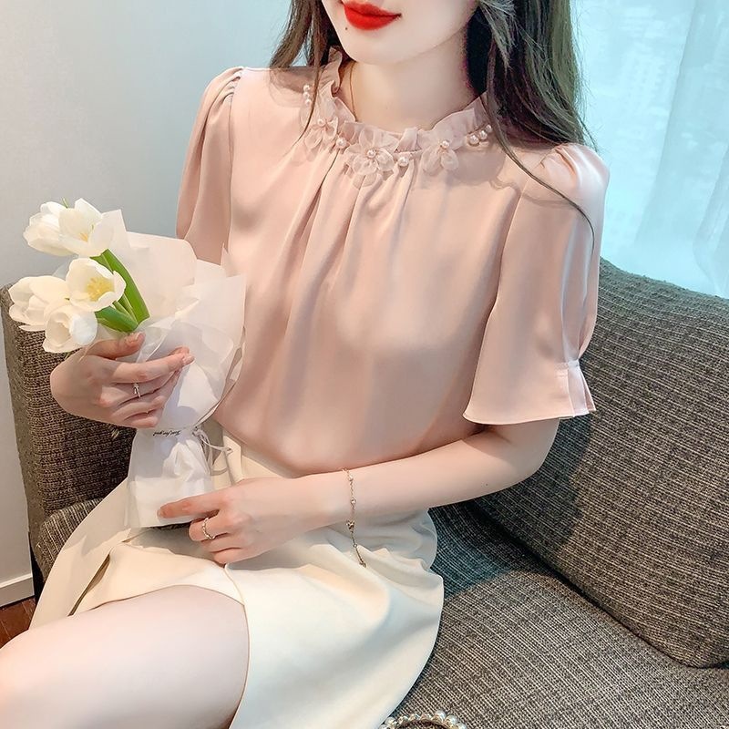 Summer shiffon solid color trend fashionable shirt