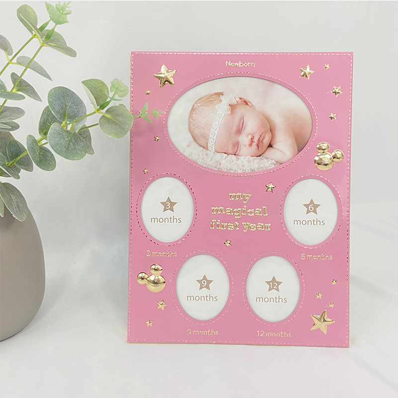 Newborn baby first year baby anniversary gift wall hanging metal photo frame home decoration cross-border foreign trade Newborn baby first year baby anniversary gift wall hanging metal photo frame home decoration cross-border foreign trade