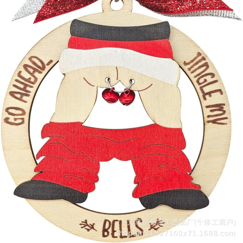 クリスマスペンダント木製ラウンド木材チップ家庭用装飾品クリエイティブクリスマスボール小道具ギフト木製工芸品|undefined