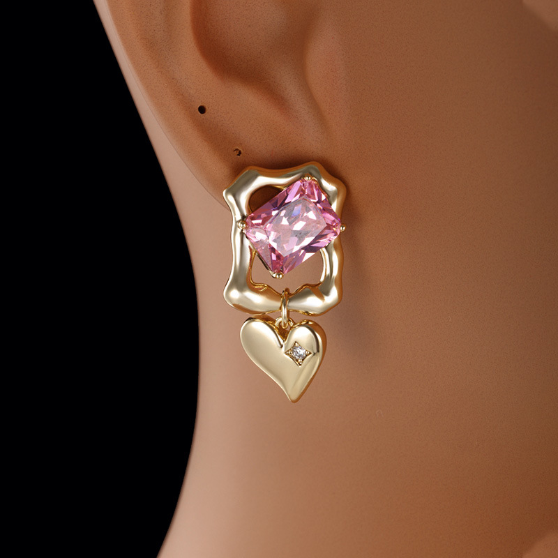 Joyas xuping caibao serie de flecos cuadrados geométricos estrellas en forma de corazón pendientes asimétricos europeos y estadounidenses de alta gama