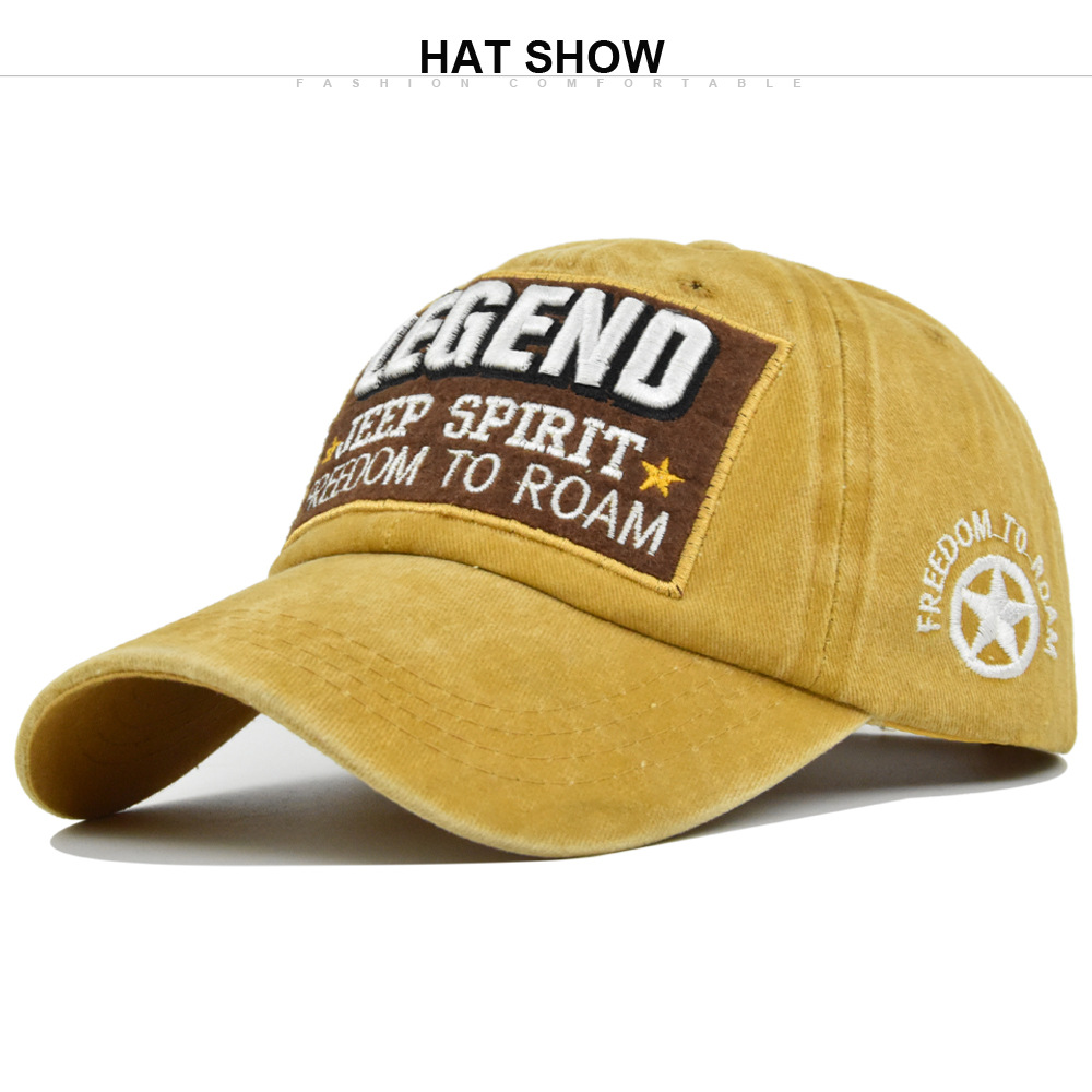 3D Sting LEGEND Baseball Geborduurde Duck Tongue Gewassen Oude Zonneklep Gebogen Dakrand Hoed_voghion.com