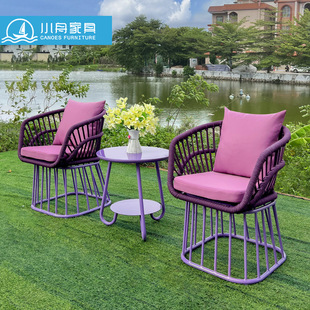 Garden Courtyard Terrace Leisure Outdoor Rope Single Chair Outdoor Woven Waterproof Sunscreen Rattan Chair Coffee Table Combination