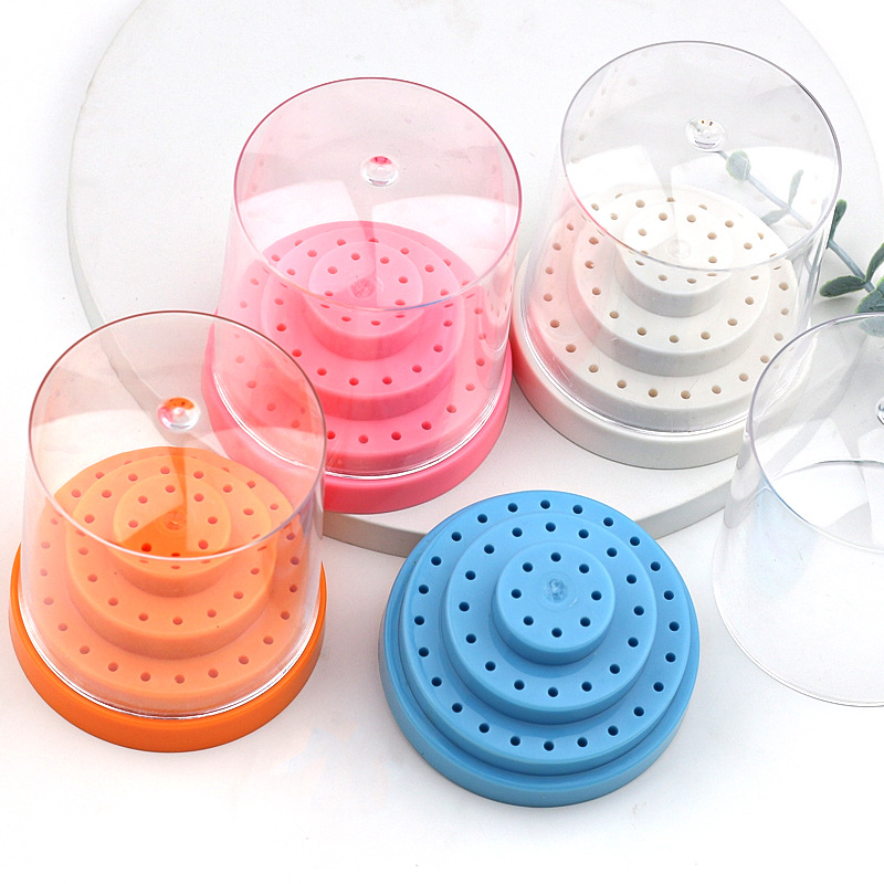 Caja de almacenamiento de cabeza de pulido de uñas 48 agujeros enchufe de cabeza de pulido de uñas estante de exhibición de lápiz multicolor