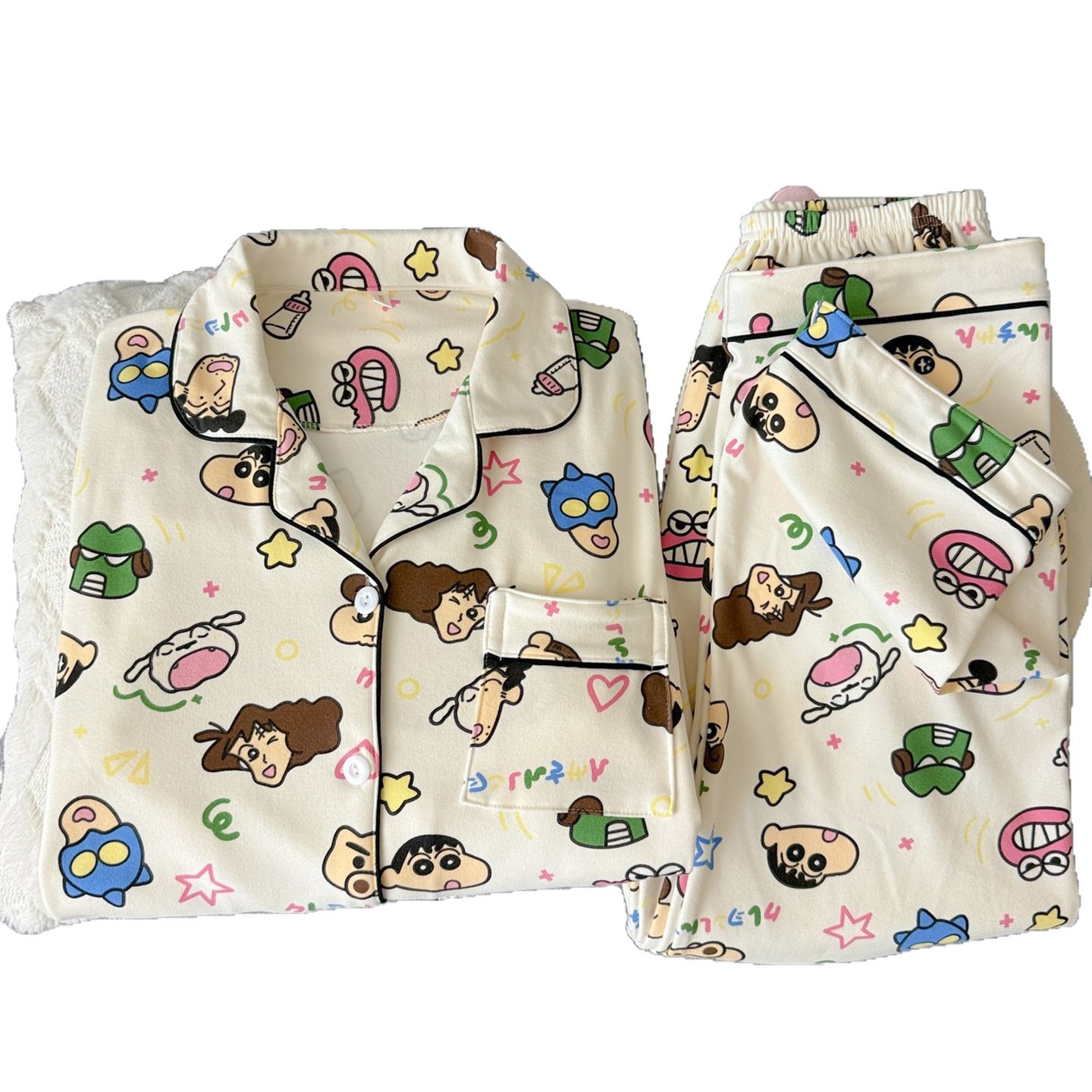 Lápiz de dibujos animados pequeño pijama de hombre de terciopelo de coral otoño y invierno más terciopelo grueso primavera y otoño ropa de hogar