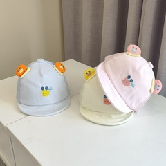 Embroidered cartoon baby hat for spring and autumn, cute pure cotton newborn hat for 0-3 months, thin sunshade infant hat