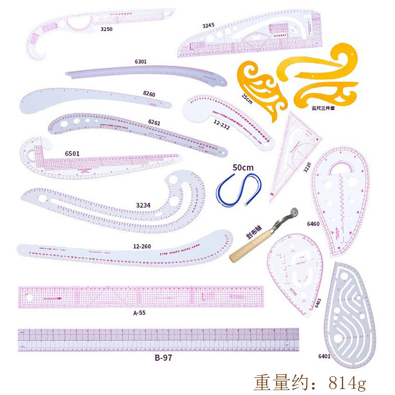 Diseño de ropa Regla de fabricación de patrones Regla de patrones Regla de patchwork Regla de corte Regla de corte Regla de arco Regla suave Regla de coser