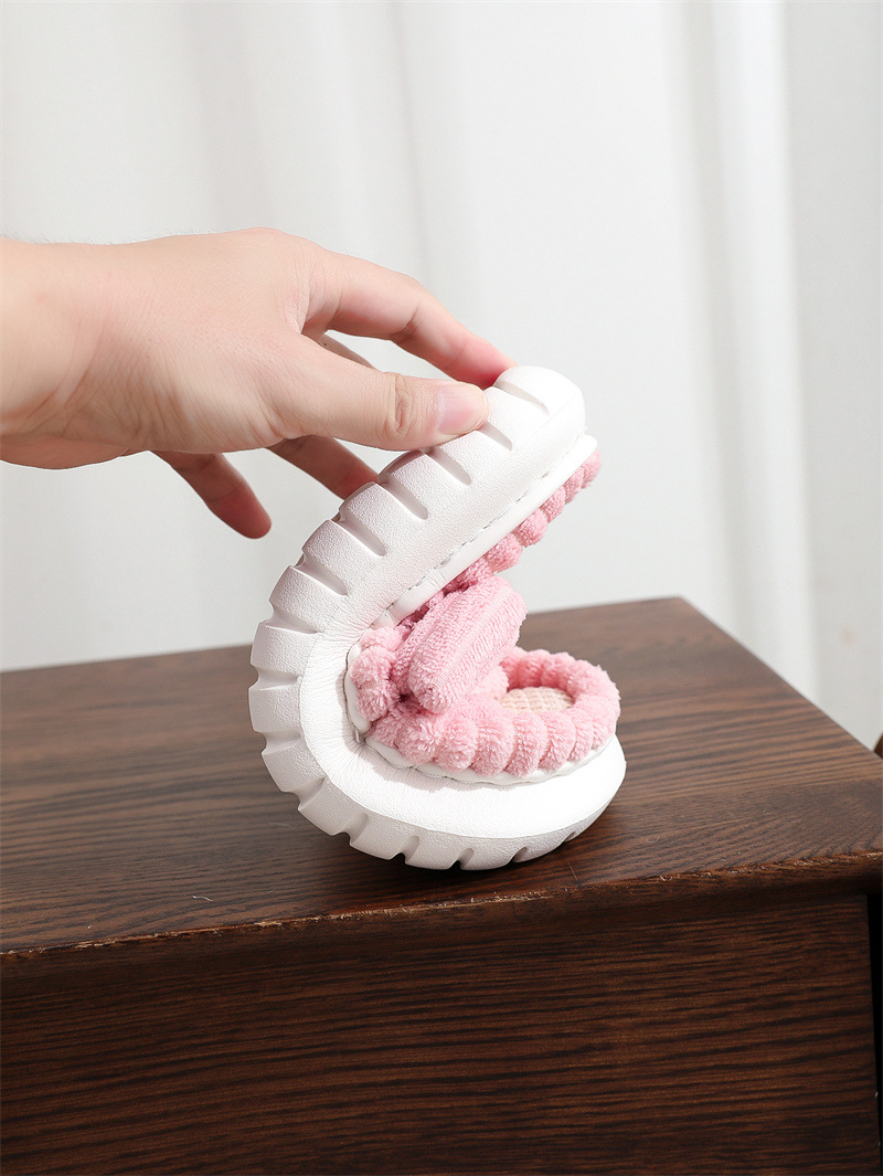 Women Fleece Open-Toe Slip-On Spring Summer Indoor Bedroom Soft Machine Washable Breathable Slippers_voghion.com