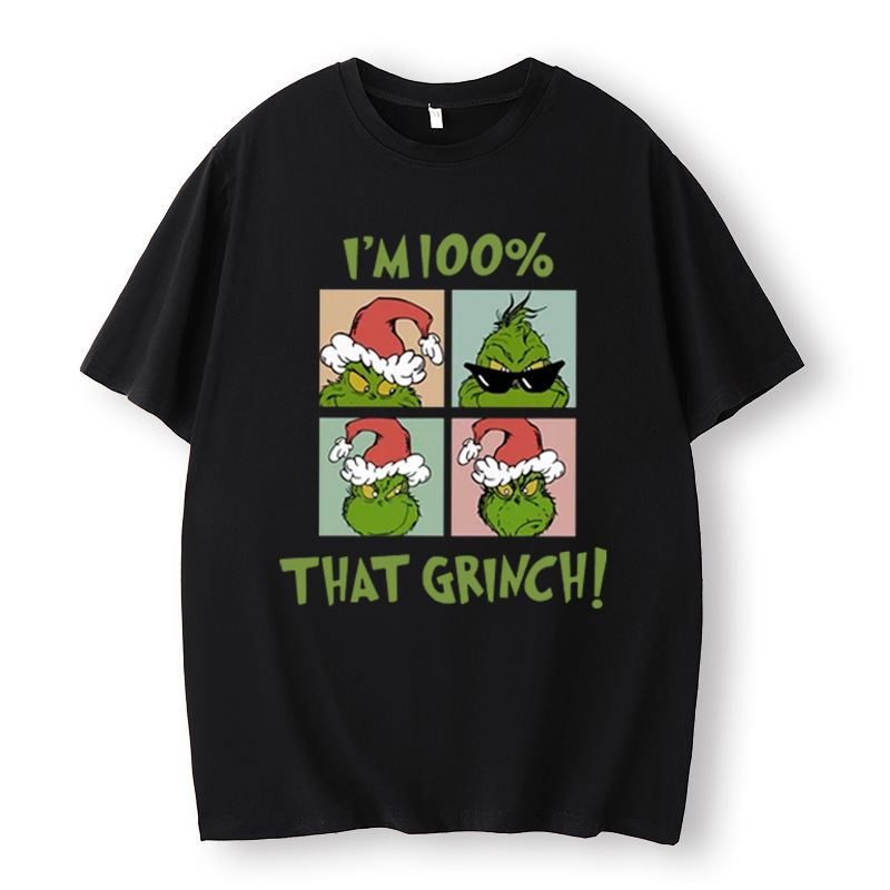 Grinch Face Boujee Oversized Shirt, Christmas Deer Family Christmas Party, Harajuku Casual Top