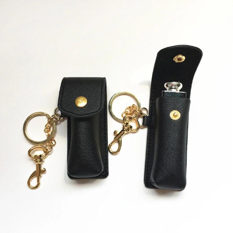 En stock lápiz labial caja de cuero lápiz labial portátil brillo de labios protección pequeña caja de cuero creativo llavero transfronterizo