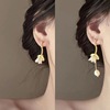 Fashionable retro fresh design earrings from pearl, orchid, flowered, trend of season