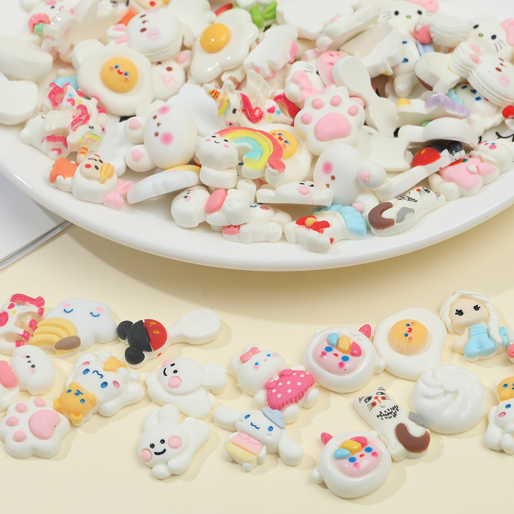 Cartoon color mixed random resin accessories diy cream glue hairpin hair accessories handmade accessories material wholesale
