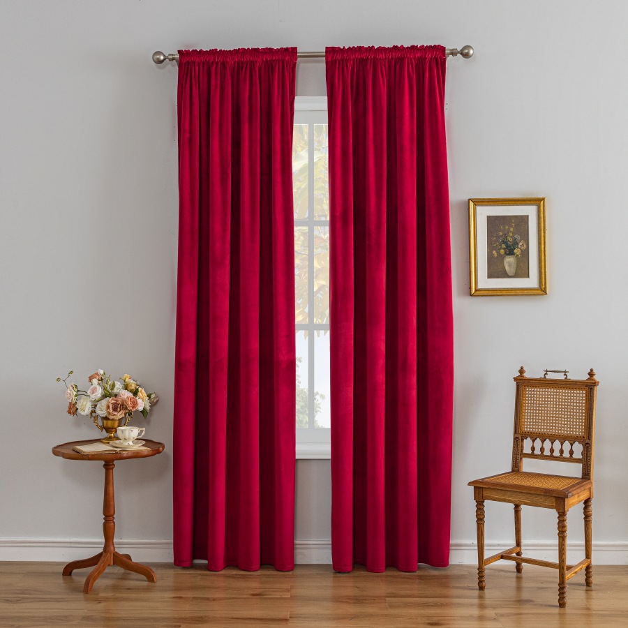 Factory Direct Supply of Simple Cross-Border Velvet Luxury Natural Drape Comfortable Soft Home Decoration High Blackout Curtains