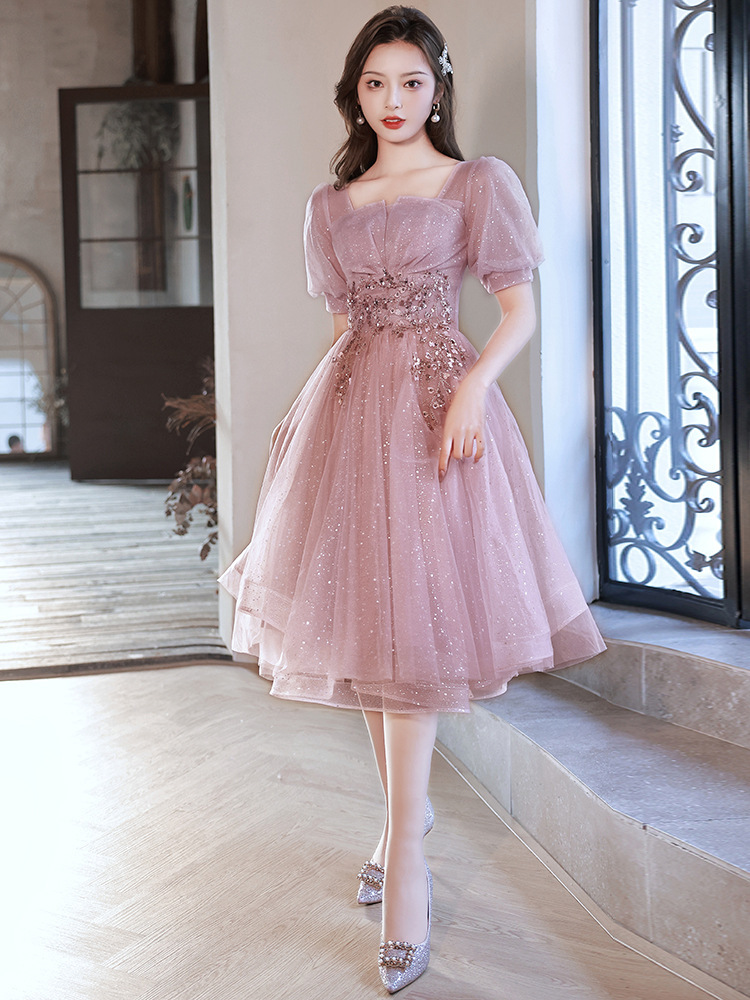 2025 nuevo anfitrión de primavera vestido de princesa de alta calidad vestido de exámenes de arte de hermanas de graduación