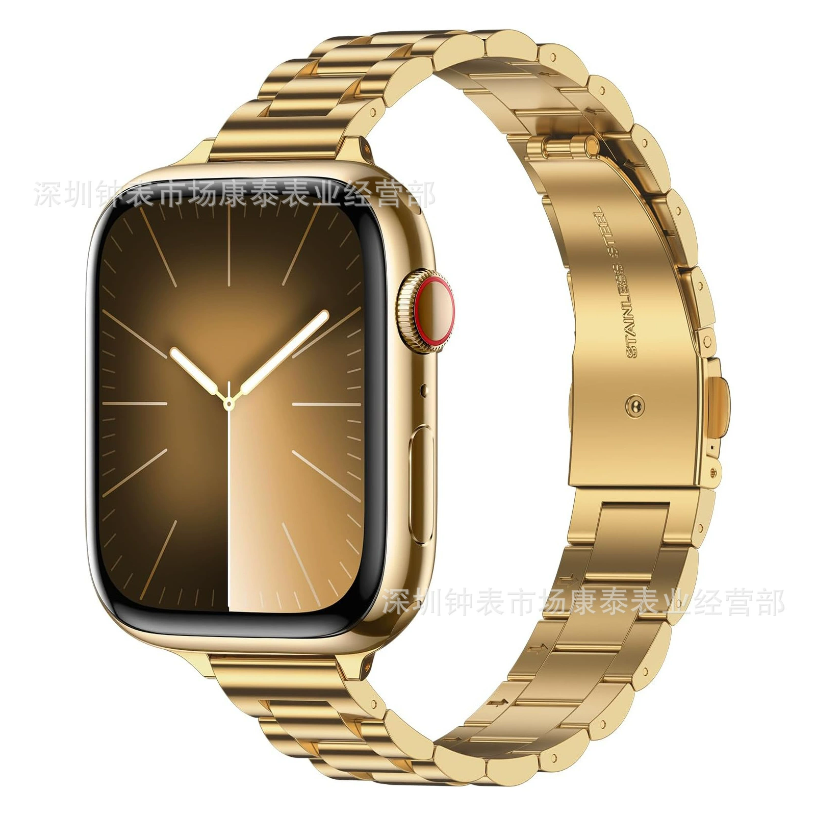 Подходит для ремешка Apple Watch10 поколения 14мм маленький трёхбусиновый ремешок iwatch маленький трёхбусиновый цельностальной ремень