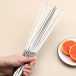 Stainless Steel Round Barbecue Skewers, Lamb Skewers Tools, Full Set of Barbecue Needles, Skewers Supplies, Iron Skewers, Flat Skewers Accessories