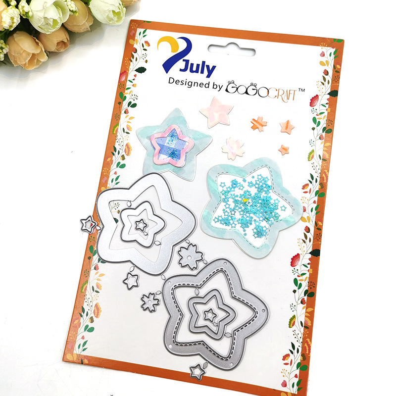 scrapbooking DIY cutting die carbon steel embossing die die template rocking card double five-pointed star