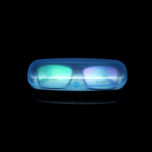 New translucent plastic glasses case blue transparent reading glasses case lightweight PVC hard plastic box snap-on storage
