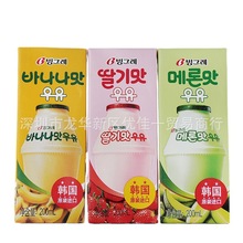 韓國進口 賓格瑞草莓/哈密瓜/香蕉牛奶飲料 200ml*24盒
