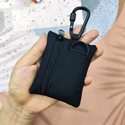 and coin purse for women and: Static Rod/Key Bag - black-with-quality-hook-and-lanyard