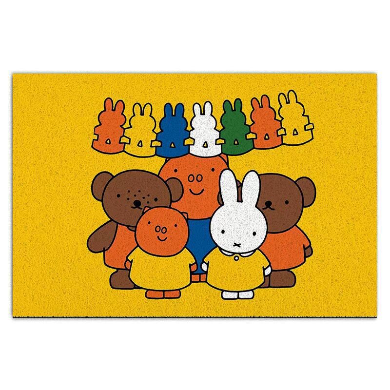 Cartoon Miffy Rabbit Silk Loop Doormat for Home Entrance, Dirt-Resistant and Easy to Clean, Dust-Proof Mat for Entryway and Shoe-Changing Area