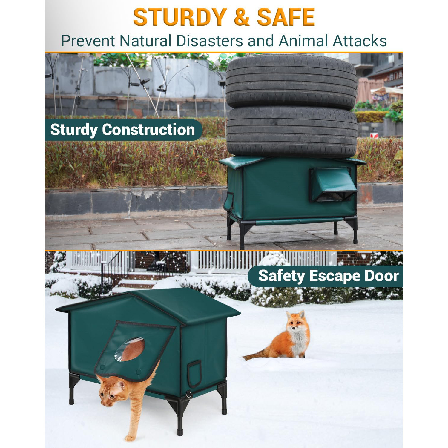 Venta caliente transfronteriza para gatos al aire libre desmontable para aumentar la casa de gatos a prueba de agua con almohadilla térmica Las ventas directas de fábrica se pueden personalizar