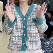 韩版小香风针织开衫女士早春新款毛衣外套上衣设计感外穿时尚女装