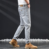 cowboy Self cultivation Straight pants 2022 man Trend washing Korean Edition Spring and summer Smoke gray leisure time trousers