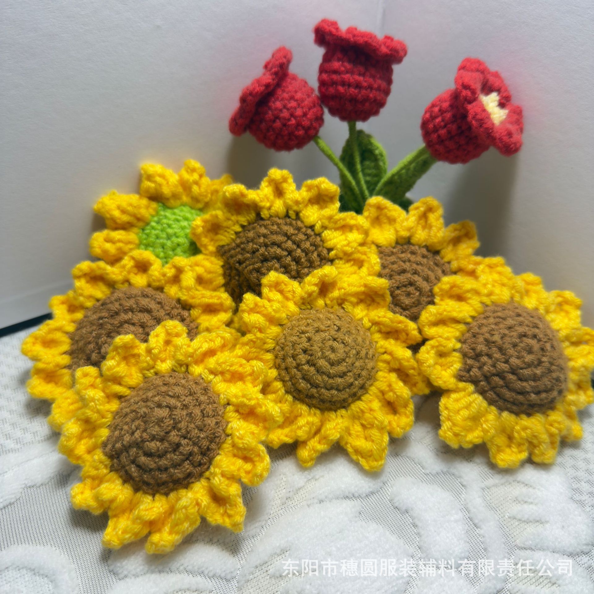 现货手工编织5向日葵花假花仿真花干花场景布置花束服饰装饰