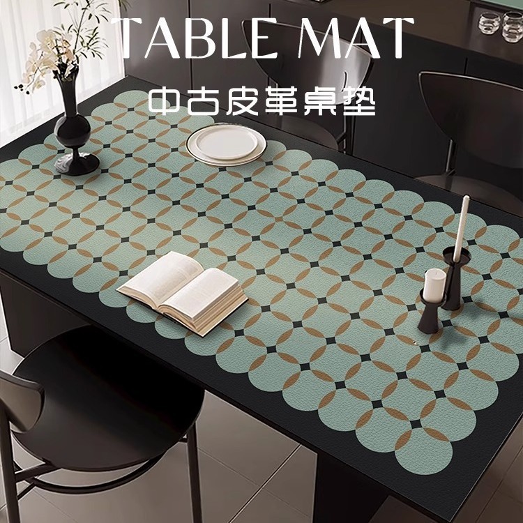 中世スタイルのレストランのテーブルクロス防水性と耐油性のコーヒーテーブルマットリビングルームの汚れにくいお手入れが簡単なレザーテーブルマットドロップシッピング|undefined