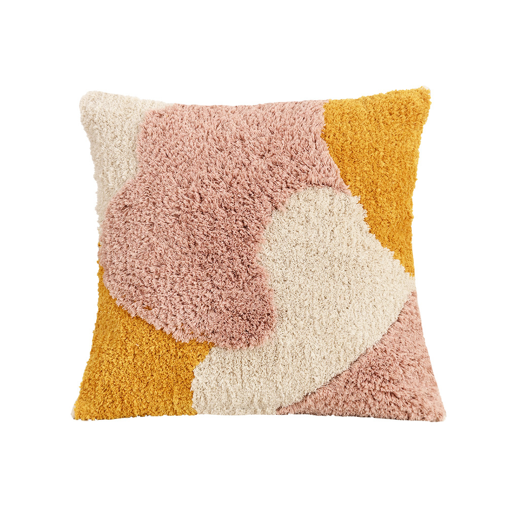 Cross-bordados nórdicos con mechones, fundas de almohada teñidas en hilo de poliéster y algodón, muebles para el hogar para niñas, sofá, dormitorio, decoración de sala de estar