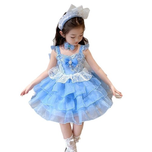 Lolita Tank Top Dress for Girls - Summer 2025 Princess Puff Dress Children's Birthday Formal Dress for Little Girls