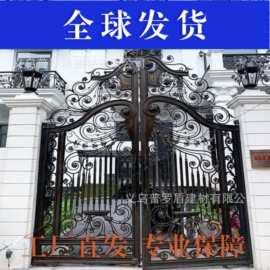 别墅庄园铁门铁艺大门 手动铁门别墅大门 花园庭院铁艺防护进户门