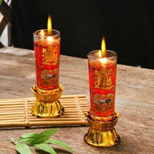 无烟水晶蜡烛拜神家用供佛过年春节中秋玻璃杯子爷蜡烛灯