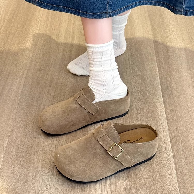 Incrementado en 5cm ~ Boken shoes mujer 2025 nueva primavera y otoño Baotou medias pantuflas mujeres usan un pie zapatos Boken