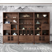 新中式实木博古架北方老榆木书架茶叶柜多宝格茶室展示柜储物柜