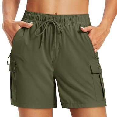 Women's 5inch Hiking Cargo Shorts Quick-Dry Lightweight Sports Golf Outdoor Summer Shorts with Zipper Pockets