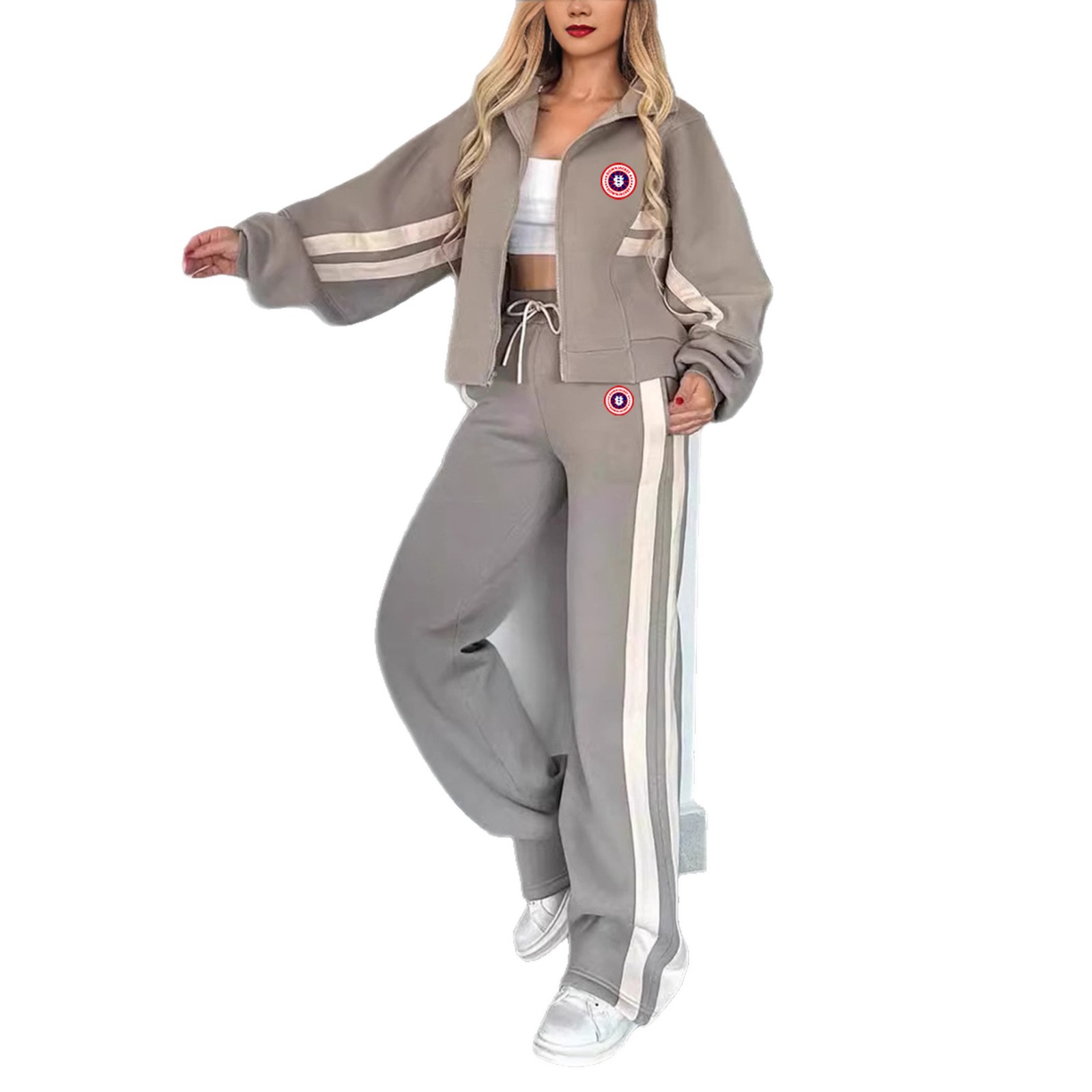 Women's Clothing Women's US Map Print Matching Set – Trendy Color-Block Sweatshirt & Jogger Pants (S-5XL)_voghion.com