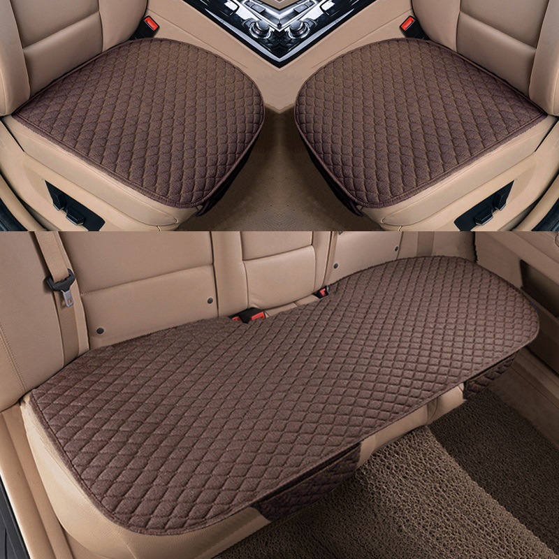 Cubierta del asiento del coche cojín del asiento del coche de una sola pieza de lino cojín del asiento trasero del coche de tres personas cojín del asiento del coche al por mayor y al por menor image 4