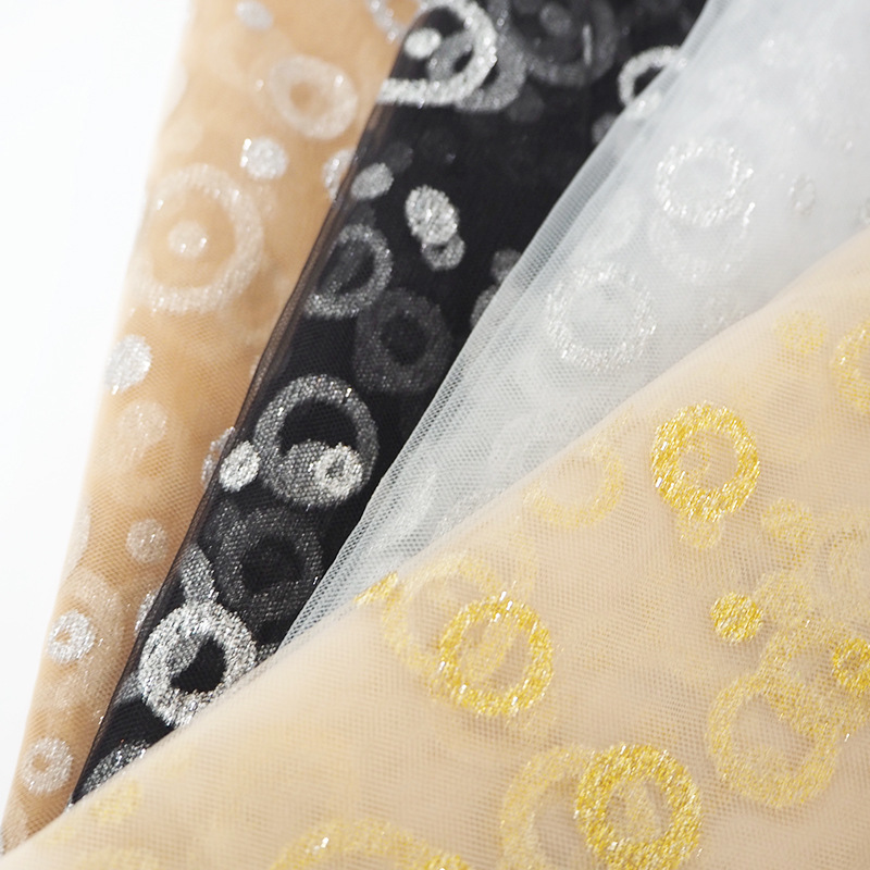 Nuevo pez punto burbuja impresión de tela de malla de oro tela de malla de malla de ropa suave para niños vestido de tela de malla de malla