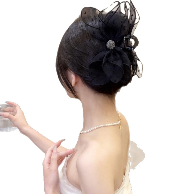 フレンチスタイルのレースリボンヘアピン2025新しいハイエンド後頭部ハーフタイヘアピンヘアアクセサリー女性用|undefined