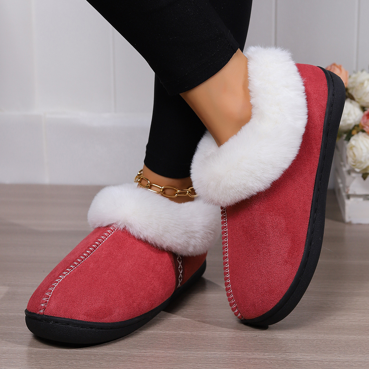Home cotton slippers female Baotou cotton drag indoor household non-slip neutral slippers_voghion.com