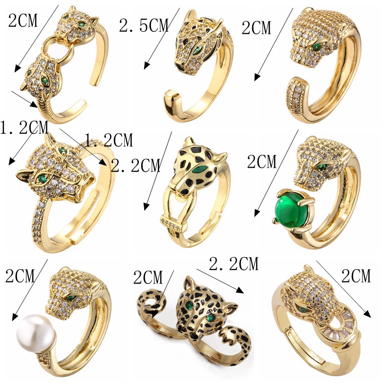 Lady Animal Copper Zircon Rings 1 Piece