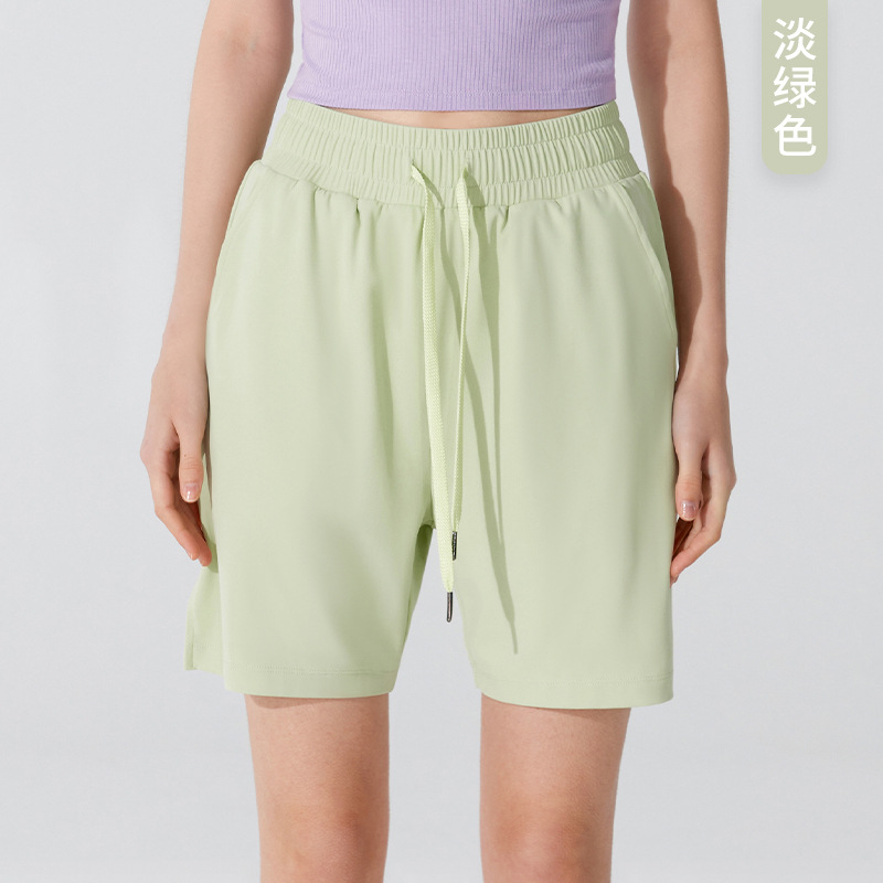 Pantalones cortos deportivos antibacterianos de grado 5A de las mujeres de verano Delgado verde suelto adelgazamiento pantalones medios pantalones casuales pierna ancha pantalones calientes