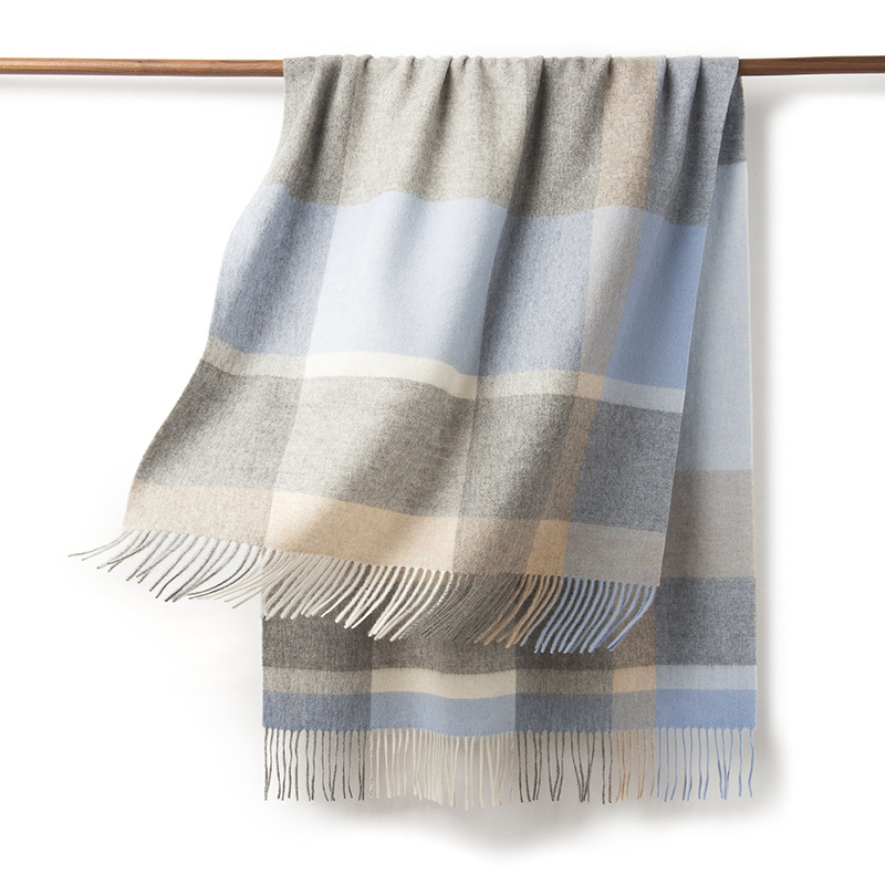 2025 nuevo 70 ancho de lana a cuadros bufandas de invierno de otoño para mujeres con un calentamiento grueso de la moda de invierno