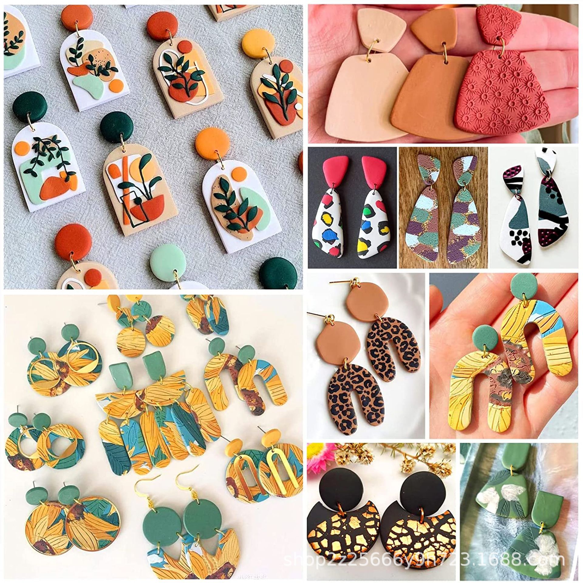 Fabricante de 18 piezas de cerámica suave molde DIY arcilla hecha a mano cortador plástico transfronteriza pendientes de arcilla producción