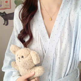 批发货源 新款睡袍女秋纯棉简约波点浴袍长款和服ins睡衣家居服